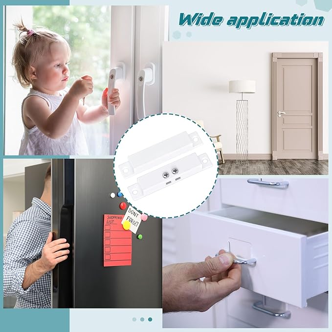 Tellegloww 20 Sets NC Wired Surface Mounted Alarm Magnetic Door Contact Sensor Door Window Reed Switch Sensor with Double Side Tape for Security