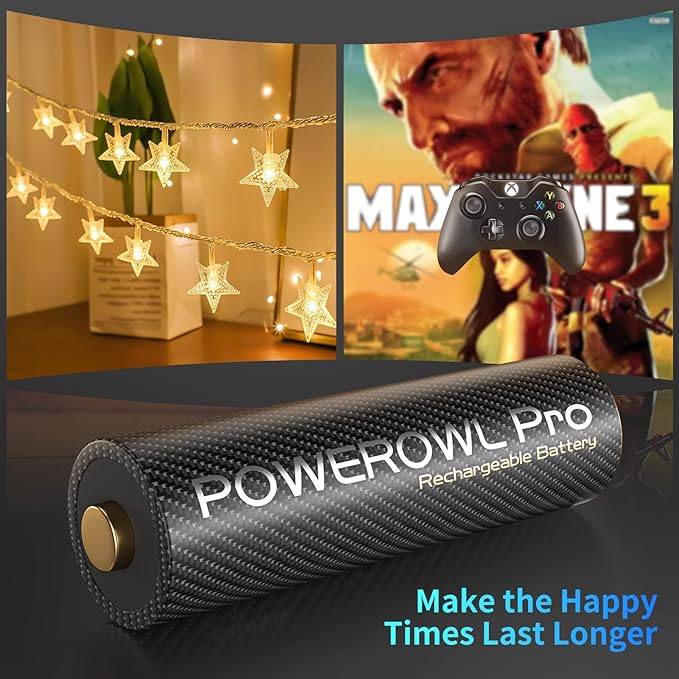 POWEROWL Gold-top Rechargeable AA Batteries PRO w/ 8 Bay Charger, High Capacity 2800mAh, Premium NiMH Double A Battery -8 Count