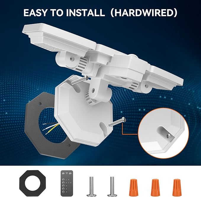PURICH LED Security Lights Motion Sensor Outdoor Lights, 5000K Daylight, IP65 Waterproof, Dusk to Dawn, 3-Head Motion Detected Flood Light for Garage, Yard, Porch, White, 2 Pack