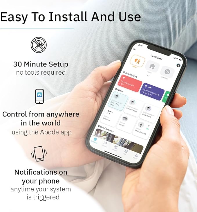 Abode 6 Piece Wireless Security System – Expandable to Protect Your Whole Home - Easy DIY Installation - Optional Professional Monitoring - Compatible with Alexa & Google Assistant