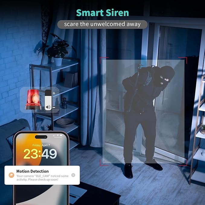 Alaga 3K Indoor Security Camera,5G and 2.4G WiFi,360° Pan and Tilt,AI Human Pet MotionDetection,Night Vision,Two-Way Audio,Compatible with Alexa & Google Assistant,Free 64G SD Card