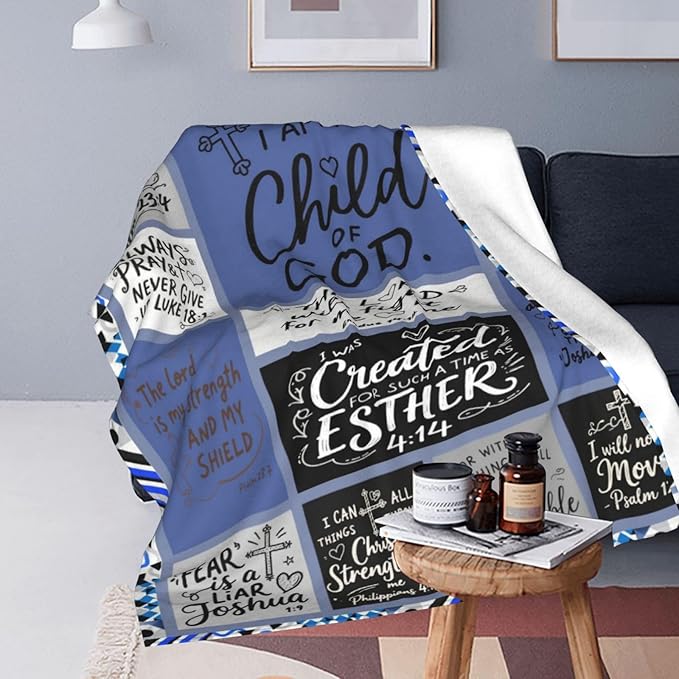 Christian Throw Blanket for Couch, Inspirational Gift for Women, Super Soft Plush Flannel Blanket, 60"x 80" Thoughts and Prayers Blankets for Bedroom Sofa Living Room Decoration
