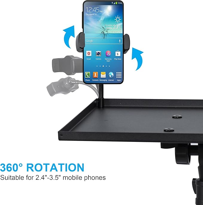 DECOSIS Projector Stand Tripod Adjustable, Laptop Height from 23.5 to 63.5 inches with Gooseneck Phone Holder, Floor for Office, Home, Stage, Studio, DJ Racks Holder Mount, 23.5inch-63.5inch