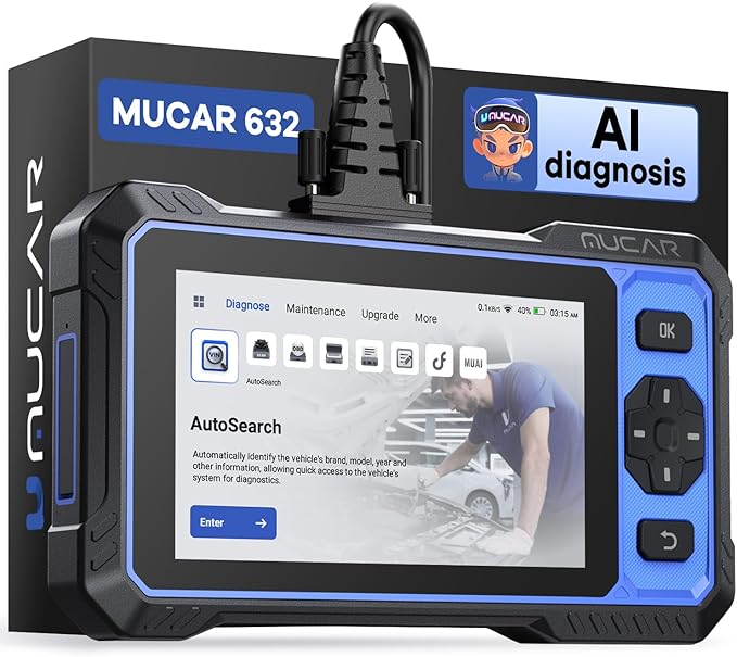 OBD2 Scanner, MUCAR 632 Elite AI-Assisted OBD2 Bidirectional Scan Tool, Oil/Throttle/SAS/TPMS/BMS/EPB Car Scanner Diagnostic Tool with 15+ Resets, CANFD Protocol, Autoauth for FCA SGW, Lifetime Update