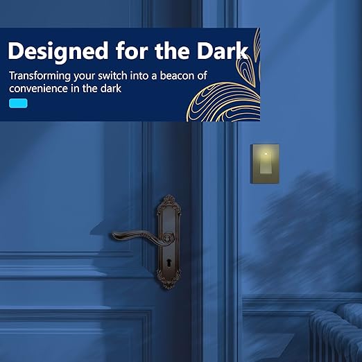 LIDER Minimalist Design Matte Finish Lighted Decorator Switch with Screwless Wall Plate, Frameless Paddle Light Switch with Locator Light, Single Pole, Grounding Screw, 15A 125V, UL Listed, Gold