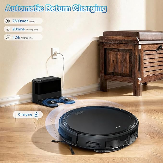 FGID Robot Vacuum and Mop Combo, 2 in 1 Mopping Robotic Vacuum Cleaner w Schedule,Robot Vacuum Self Emptying App/Remote,5000Pa Strong Suction, Slim, Ideal for Hard Floor, Pet Hair, Low-Pile Carpet