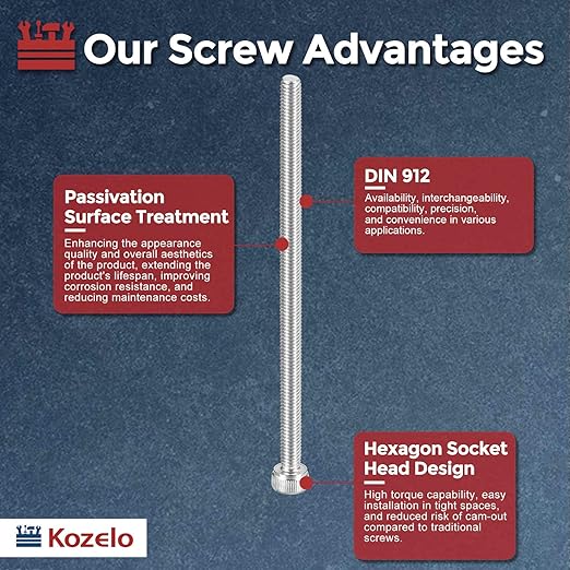 Kozelo 25pcs Socket Head Cap Screws - [M4-0.7 x 75mm] 304 Stainless Steel Allen Socket Drive for Electrical Motor 3D Printing Fan Engine Replacement Use, Silver