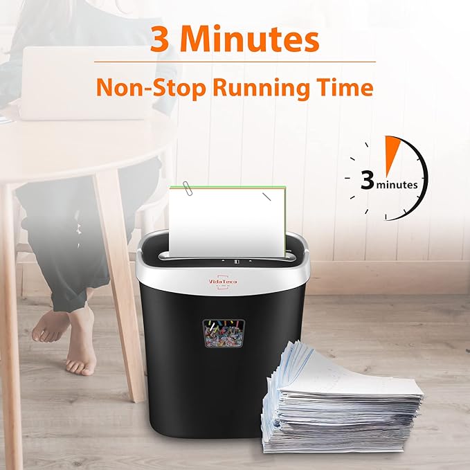 VidaTeco Paper Shredder for Home Office10-Sheet Cross-Cut Shredder with US Patented Cutter,Also Shreds Card/CD/Clip,Paper Shredding Machine for Home Use Heavy Duty with Jam Proof,3.9-Gallon Bin