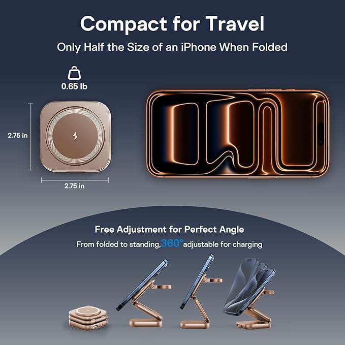 5-in-1 Wireless Charger for MagSafe, AC ISLAND Portable Travel Charging Station, 35W Max Fast Foldable Magnetic Stand, Evolved for iPhone 17-12 & Air Series, Apple Watch, AirPods (with 35W Adapter)