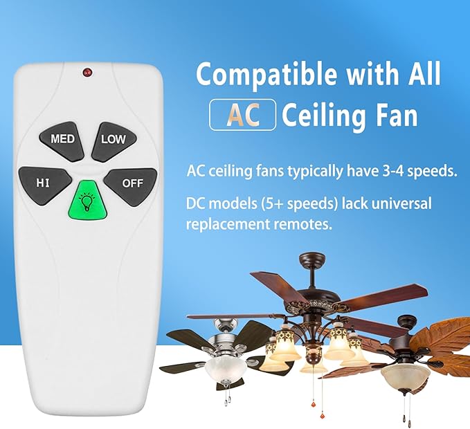 Universal Ceiling Fan Remote Control Kit Replacement for Harbor Breeze Hampton Bay Litex Hunter, 3-Speed Light Control with FAN28R Receiver, Replace FAN-53T 2AAZPFAN53T KUJCE9103 UC7030T 11T