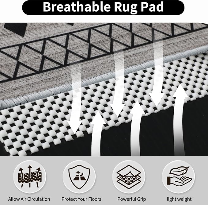 FestiCorp Non Slip Rug Pads 4x6 Ft Non Skid Rug Pad Gripper, Anti-Slip Carpet Rug Mats for Under Rugs and Hard Surface Floors
