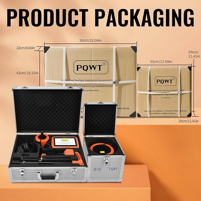 PQWT L7000 Underground Water Leak Detectors Indoor Outdoor Wall Water Pipe Detector Machine Multi Sensor Acoustic Pipeline Leakage Detection Kit Noise Reduction Headphone Smart Touchscreen Carry Case