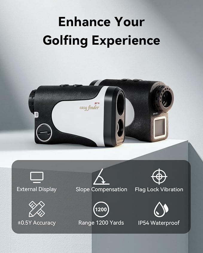 DAZHEN Golf Rangefinder with Slope, 1200 Yards Laser Range Finder Golfing with External Screen, Flag Pole Locking Vibration, 6X Magnification, Golf Accessories for Men