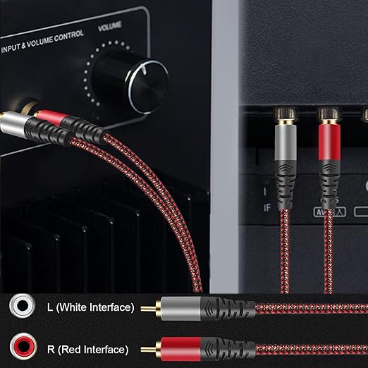 Tiierzon RCA Cable 3Ft,2Rca Male to 2-RCA Male Audio Stereo Subwoofer Cable [Hi-Fi Sound] Nylon-Braided Auxiliary Audio Cord for Home Theater, HDTV, Amplifiers, Hi-Fi Systems,Speakers and etc (3Ft)