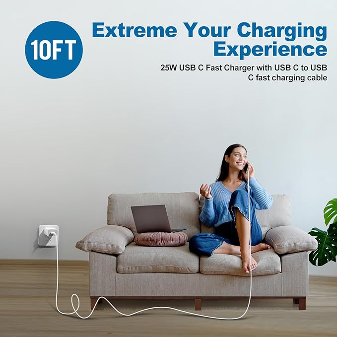 Super Fast Chargers for Samsung S25 Ultra,25W Type C Charger Fast Charging 2Pack USB C Charger Block and 10FT USB to USB C Cable Cord for Samsung Galaxy S25 Ultra/S24/S23/S22/S21 Ultra/S20/Note 20