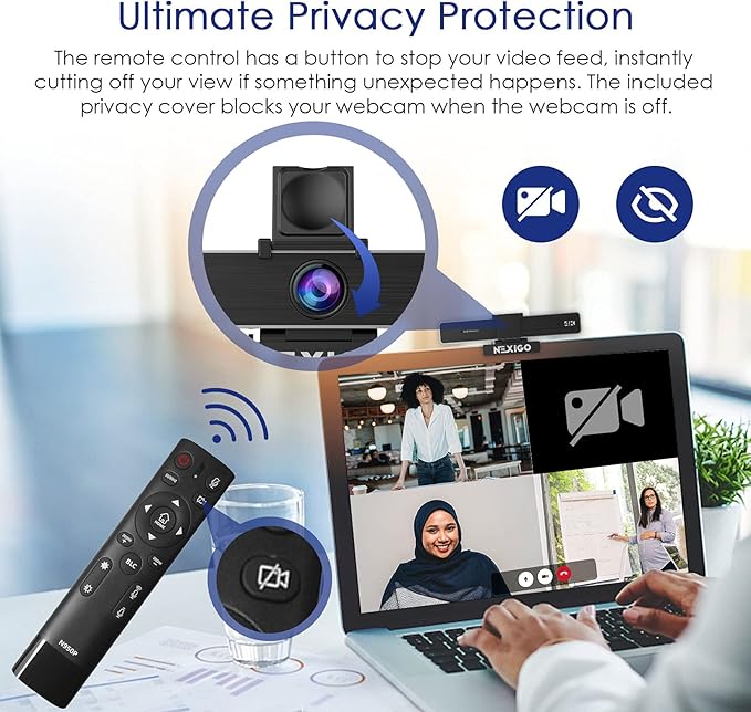 NexiGo Zoom Certified, N950P (Gen 2) 4K Zoomable Webcam, RF Remote, Sony_Starvis Sensor, 5X Digital Zoom, Pro Web Camera with Dual Stereo Mics