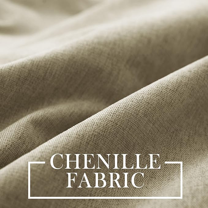 Macochico 100% Blackout Chenille Curtains for Sliding Door Thermal Insulated Noise Reducing Drapery for Living Room Bedroom Hotel, Grommet Curtains with Tieback, Soil Brown, 120" Wx96 L 1 Panel