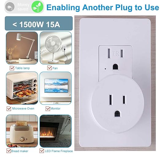 Remote Control Outlet,Greencycle Remote Light Switch and 2 Plugs,Wireless Light Switch,500ft Range,No Wiring Needed,15A/1500W for Household Appliances,FCC Certified,White