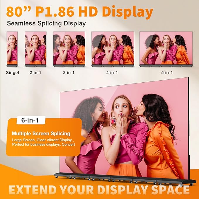 JASZDOT 80" Seamless Splicing LED Display, Foldable Poster Screen with P1.86 Digital Signage Display LED Totem with USB/HDMI/WiFi/Remote