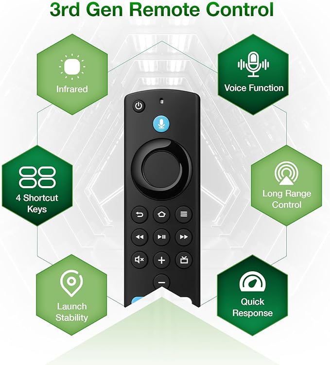 Replacement Voice Remote Compatible with All Fires Series Smart TV Cube(1st/2nd/3rd Gen),TV Stick(4K/4K Max/Lite),Smart TVs (3rd Gen),for Hisense/TCL Smart TVs