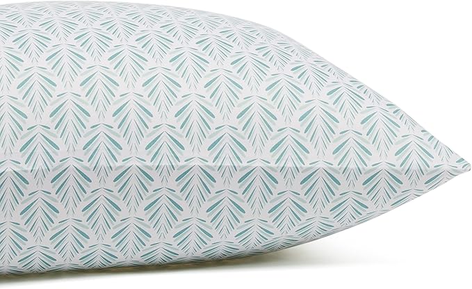 Amazon Basics Lightweight Super Soft Easy Care Comfortable Microfiber 4-Piece Bed Sheet Set with 14-Inch Deep Pockets, Queen, Aqua Fern, Printed