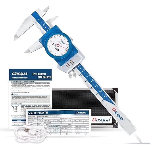 Dasqua Digital Dial Calipers 6"/150mm IP67, Resolution 0.0005", Accuracy ±0.001”, Inch/Metric/Fractional Conversion Measuring Tool