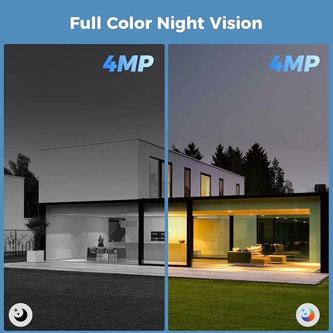 Hiseeu Security Cameras Wireless Outdoor, 2pcs Solar Powered 3K 4MP Surveillance WiFi Cameras for Home Security Outside, PIR/AI Motion Detection, Waterproof, Color Night Vision, 2-Way Audio, Black