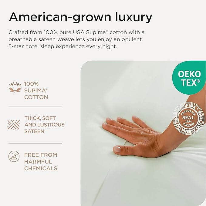Threadmill Supima King Size Sheets, 1200 Thread Count, 4 Piece American Luxury Bed Sheets for King Mattress, 5 Star Hotel Quality Cotton Sheets with Elasticized Extra Deep Pocket, Seaglass