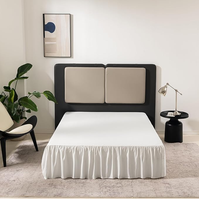 Ivory Bed Skirt Full Size Ruffled Bed Skirt with Split Corners, Full Bed Skirt 18 Inch Drop, Full Size Bed Skirt Ivory for Ruffled Bed Skirt with Split Corners, Bed Skirt Full Size