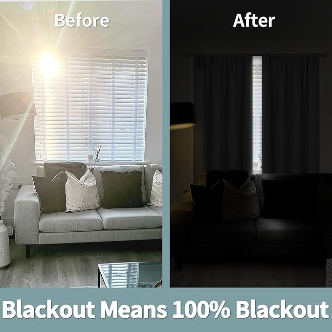 BGment 100% Blackout Curtains for Bedroom 54 Inch Length 2 Panels, Thermal Insulated Room Darkening Curtains Rod Pocket Soundproof Bedroom Living Room Window Curtains, Dove Grey, Each 42 Inch Wide