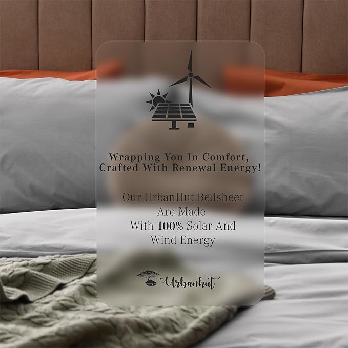 URBANHUT 800 Thread Count 100% Cotton King Size Sheets, Luxury 4 Piece King Bedsheets, Hotel Sheets Sateen Finish - Better Than Egyptian, 16" Elasticized Deep Pocket - Silver Grey
