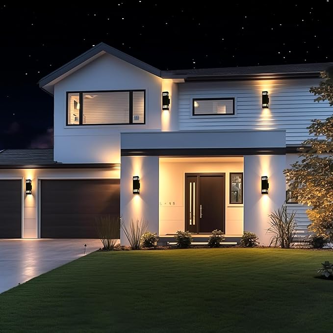 iYogaled Up and Down Lights Outdoor Wall Light Fixtures, Aluminum Dusk to Dawn Outdoor Lighting Fixture, Modern Black Exterior Light Fixtures, Wall Mount Porch Light for House Front Door