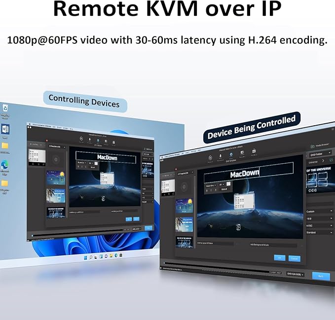 JetKVM KVM Over IP Computer Remotely Control, IP KVM Open-Source Touchscreen LCD for IP/MAC/HDMI/USB Status, KVM Switch for Home Offices & Data Center 1080p 60FPS Ultra-Low Latency