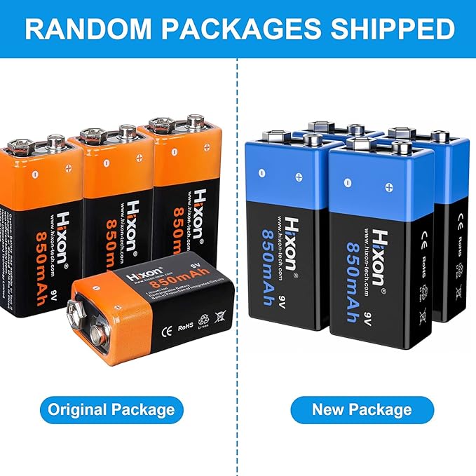 9v Rechargeable Batteries,9 Volt Rechargeable Batteries with Charger kit,4-Pack 850mAh 9v Lithium Batteries for Alarms Wireless Microphones Smoke Detectors Toys Flashlights and More