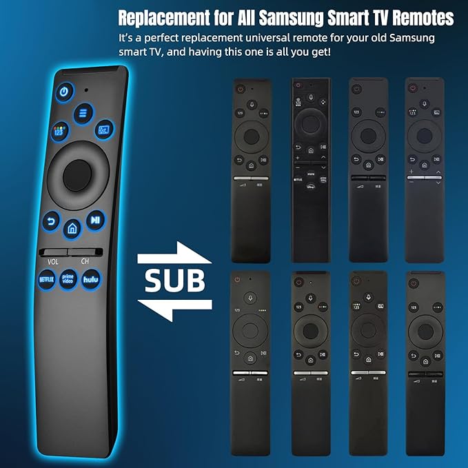 Backlit Universal Remote Control for Samsung Smart TV, Samsung Remote Control Replacement, Compatible for UHD QLED 8K 4K Smart TVs, with Shortcut Buttons for Netflix, Prime Video and Hulu