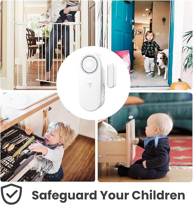 Freezer Door Alarm with Delay When Left Open, Door Chime Window Open Alarm Close Doors Reminder Loud 120 dB for Home, Store, Office, School