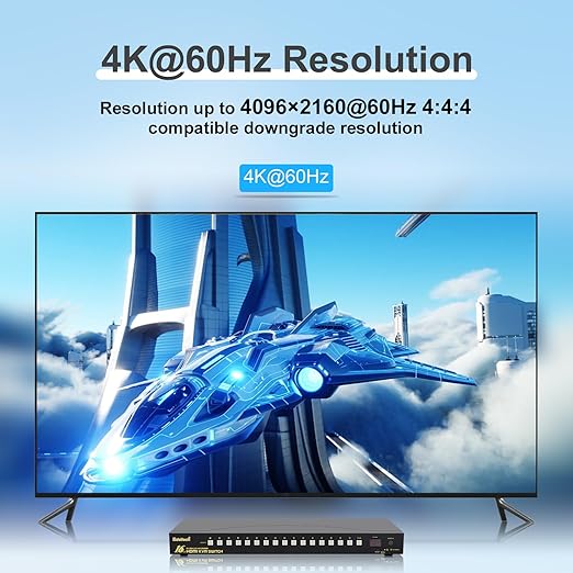 JideTech 16x1 HDMI USB KVM Switch 4K@60Hz with USB 3.0 Hub, Hotkey Switching, HDCP2.1 & Intelligent EDID — Multi System USB Peripheral Sharing for Office/Studio/IT Rack