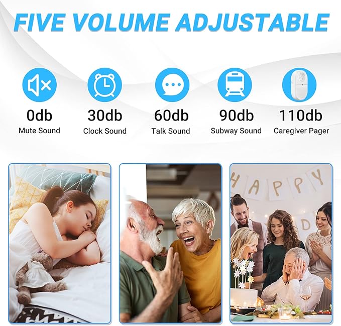 ChunHee Wireless Caregiver Pager Call Button Nurse Alert System Call Bell for Home/Elderly/Patient Emergency Vibration Pager 1 Transmitter+1 Receiver(800+Feet Operating Range)