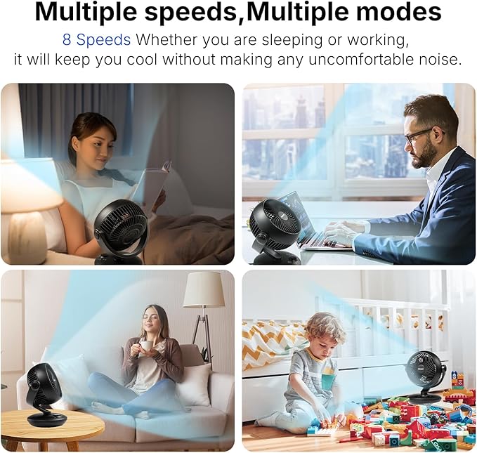 SIGBOT Fan for Bedroom with Remote,Ultra Quiet Desk Fans,with 3 Modes,8 Speeds,9-Hour Timer,10 inch,High-Velocity Cooling,Auto Oscillation Table Fans,Touch Control,for Home,Dorm,Clinic & Office
