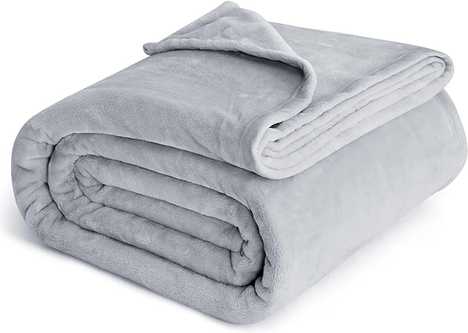 Bedsure GentleSoft Fleece Bed Blankets Full Size Light Grey - Soft Lightweight Plush Fuzzy Cozy Luxury Blanket Microfiber, 84x90 inches