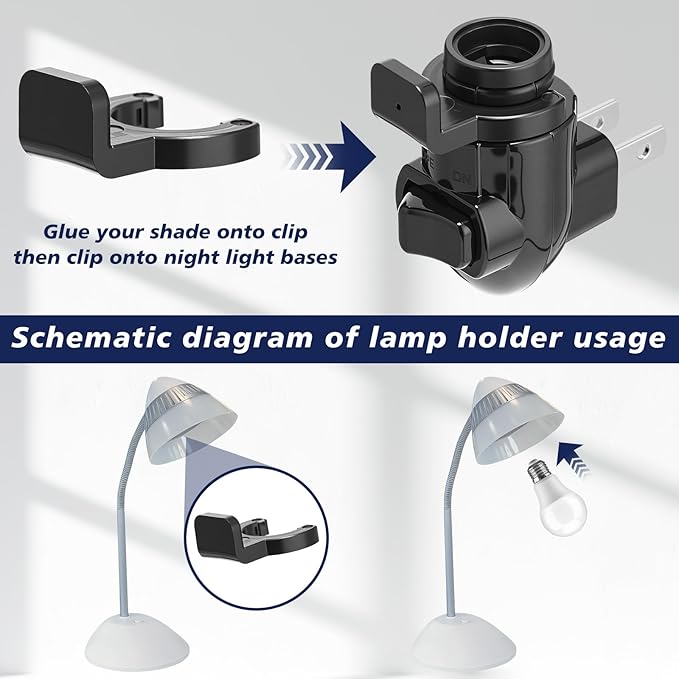 Tuanse 50 Sets Plug in Night Light Module Night Light Base with Shade Mounting Clip Plastic Lights Rotating Base for Making Your Own Decorative (Black)