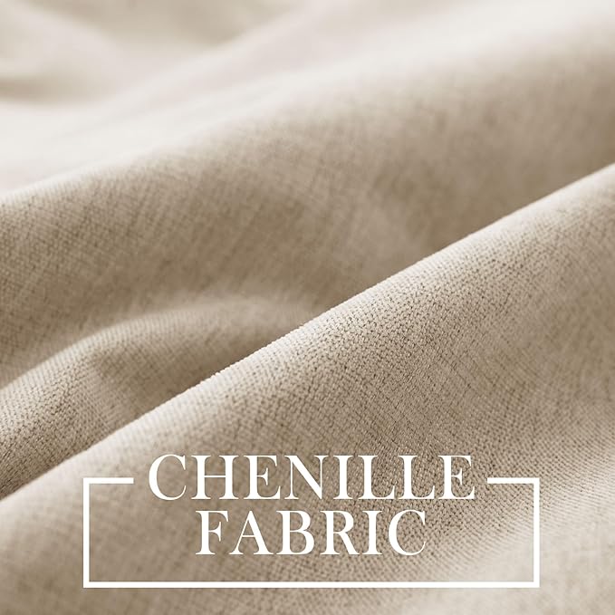 Macochico 100% Blackout Chenille Curtains 96 Inches Long for Hotel Nursery Noise Reducing Thermal Curtains for Bedroom Living Room Grommet Taupe Curtains with Tieback 52" Wx96 L Classic 1 Panel