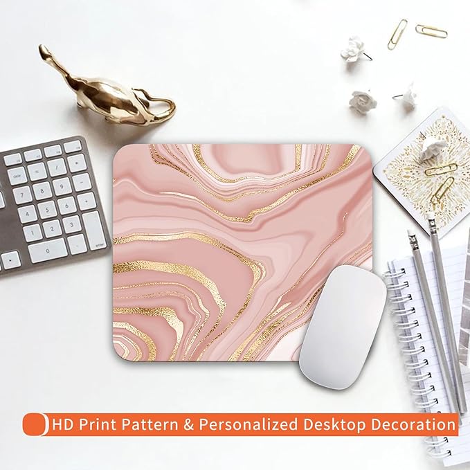 Armanza Square Mouse Pad Pink Gold,Personalized Premium-Textured Custom Mouse Mat Design,Washable Mousepad Cloth,Non-Slip Rubber Base Computer Mouse Pads for Wireless Mouse