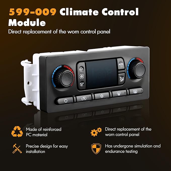 599-009 Climate Control Module A/C Heater Air Conditioning Panel Compatible with 2003-2007 Chevy Silverado GMC Sierra 1500 2500 3500 Suburban Avalanche Tahoe Yukon XL Hummer H2 Cadillac Escalade