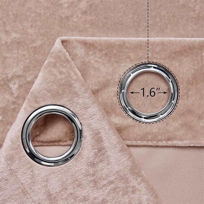 SMILETIME Pink Crushed Velvet Curtains 52x90 inch Luxurious Thermal Insulated Soundproof Drapes for Living Room Bedroom Office Soft and Durable Light-Filtering Window Treatments, 2 Panels