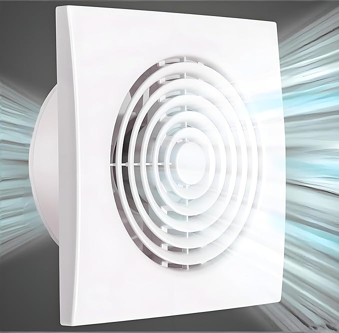 JOANAJO 6 Inch Exhaust Fan Bathroom Exhaust Fan Damper ABS Waterproof Ventilation Fan for Kitchen Garage Bedroom Home Office Ceiling window & Wall Mount White