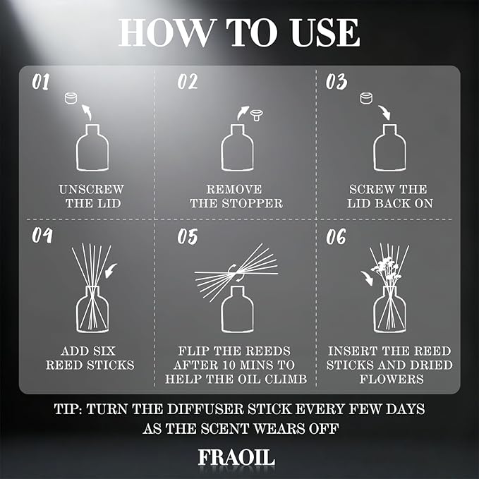 Coconut Vanilla Reed Diffuser, Reed Diffuser Set 6.7 fl oz (200 ml) with 6 Reed Sticks, Home Fragrance Reed Diffuser for Bathroom Shelf House Bedroom Office Decor