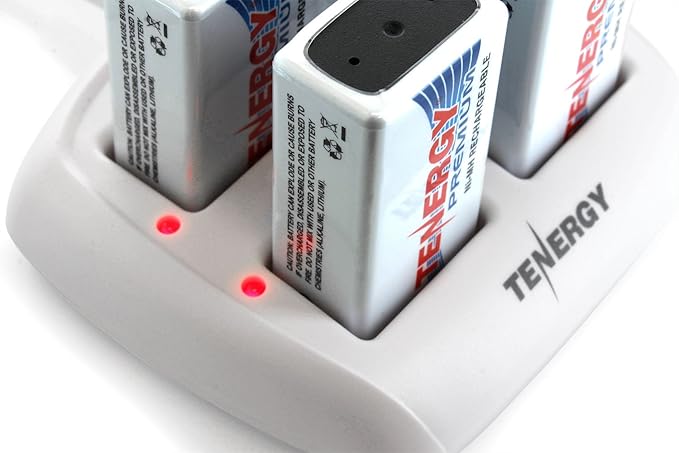 Tenergy TN136 Smart 9V 4-Bay Battery Charger for Rechargeable NiMH 9 Volt Batteries