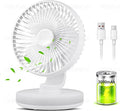 MAWFOZIN Small Desk Fan With Night Light, Auto Oscillating Table Fan With 3000mAh Rechargeable Battery, USB Personal Fan With 4 Speeds Wind, Adjustable Fan For Home, Office Bedroom, Camping (white)