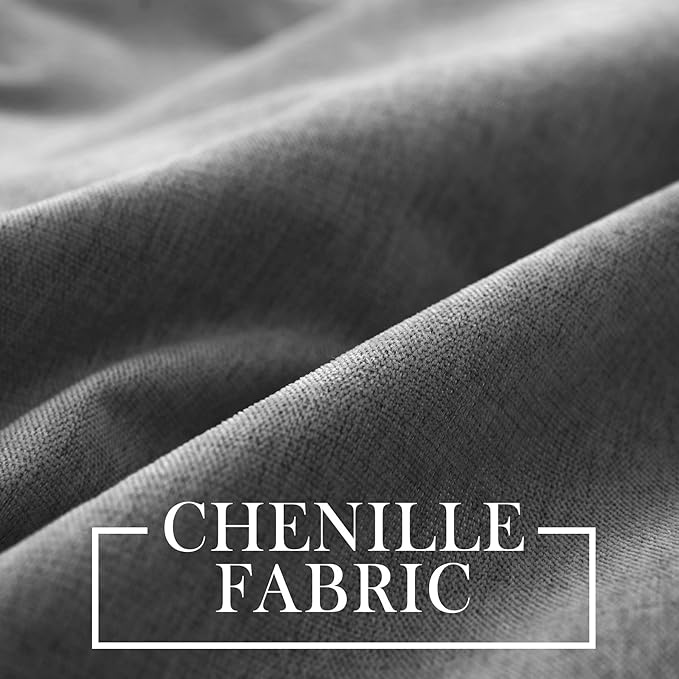 Macochico 100% Blackout Curtains Insulted Window Panels for Bedroom Living Room Dining Room Luxury Chenille Curtains Classic Home Decor Dark Grey Curtains with Tieback 52" Wx72 L Grommet 1 Panel
